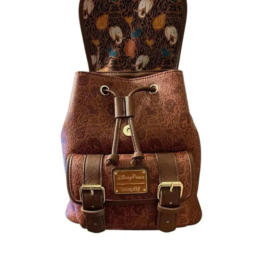 Disney Parks Animal Kingdom 25th Anniversary Loungefly Brown Backpack
